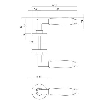 Poignée de porte Intersteel Courgette avec rosace ø49x7mm dissimulée chromée