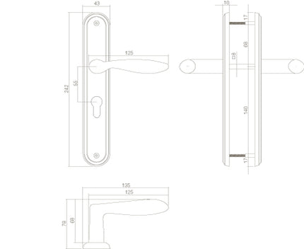 Intersteel Türgriff George auf Schild Profilzylinder Loch 55 mm Nickel matt