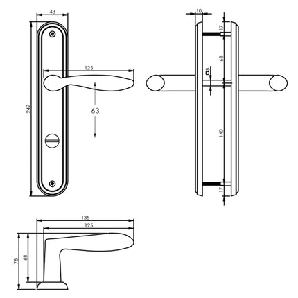 Intersteel Deurkruk George op schild toilet-/badkamersluiting 63 mm nikkel mat