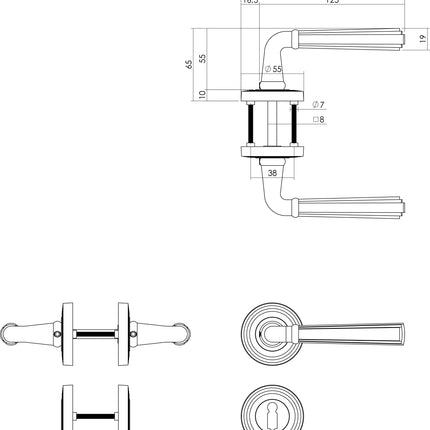 Intersteel Bellevue Türgriff auf Rosette altgrau