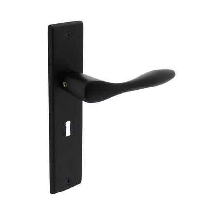 Poignée de porte Intersteel Banane avec bouclier 181x41x7mm trou de serrure 56mm noir mat