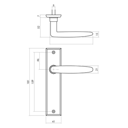 Intersteel Deurkruk Sophie met schild 181x41x7mm blind mat zwart