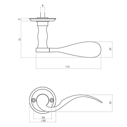 Intersteel Türgriff Spoon mit Rosette ø50x5mm Anschraubloch mattschwarz