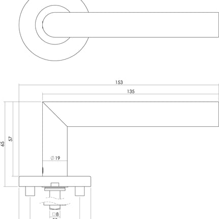 Poignée de porte Intersteel Angle 90° sur rosace en acier inoxydable brossé