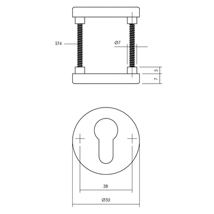 Intersteel Rozet met profielcilindergat ø50x7 mm aluminium