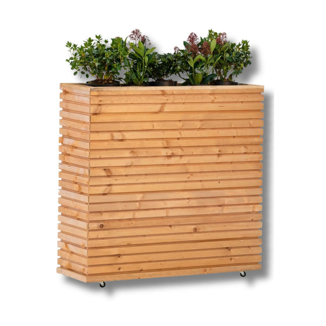 Tuindeco houten plantenbak Krefeld 90 x 30 x 102 cm op wieltjes