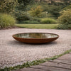 Grand bac à eau rond en acier Corten 80 x 10,7 cm