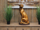 Bronzen beeld Zittende jaguar 59x33x33cm