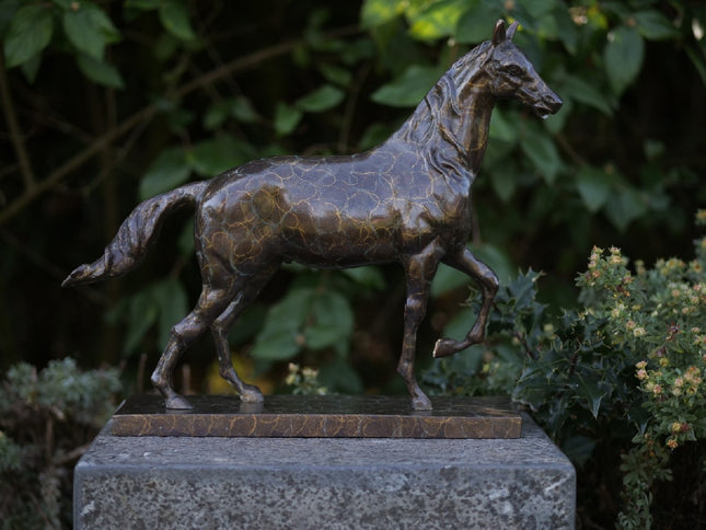 Bronzen beeld Paard hot patina 37x14x44cm