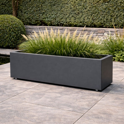 GARDRA Polyester plantenbak met wielen 150x50x60 cm - Zwartgrijs (RAL 7021)