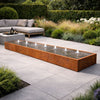 Langwerpige cortenstaal watertafel met fonteinen 600x60x40cm 323kg