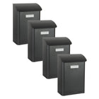 Practo Garden Brievenbussen Leeds mat zwart | Set van 4 stuks
