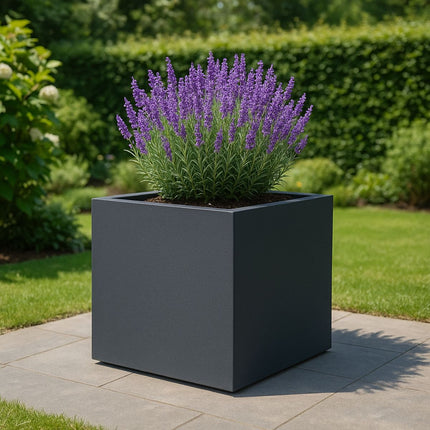 Polyester plantenbak 120x120x100 cm - Zwartgrijs (RAL 7021)