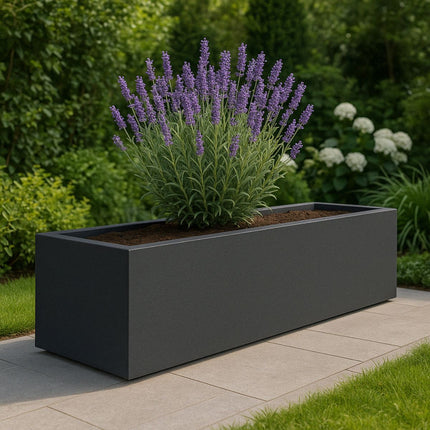 Polyester plantenbak 200x50x40 cm - Zwartgrijs