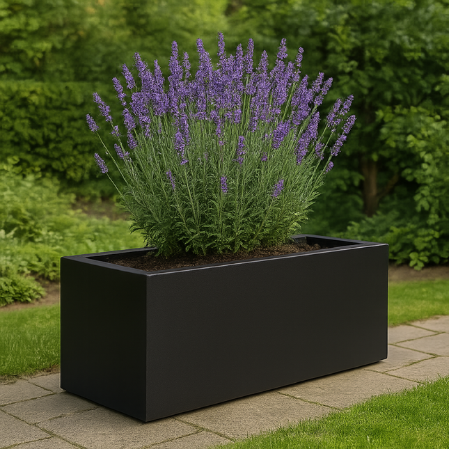 Polyester plantenbak 120x40x40 cm - Gitzwart (RAL 9005)