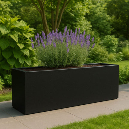 Polyester plantenbak 200x30x60 cm - Gitzwart (RAL 9005)