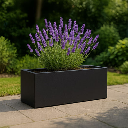 Polyester plantenbak 120x25x35 cm - Gitzwart (RAL 9005)