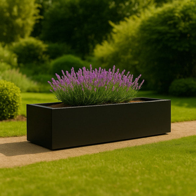 Polyester plantenbak 200x40x33 cm - Gitzwart (RAL 9005)