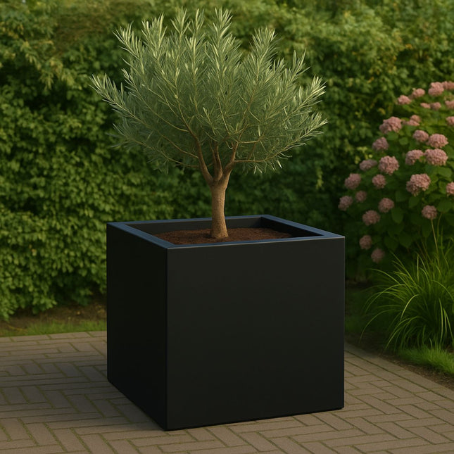 Polyester plantenbak 80x80x80 cm - Gitzwart (RAL 9005)