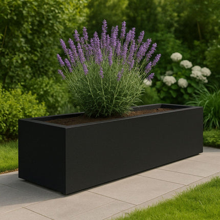 Polyester plantenbak 200x50x40 cm - Gitzwart (RAL 9005)