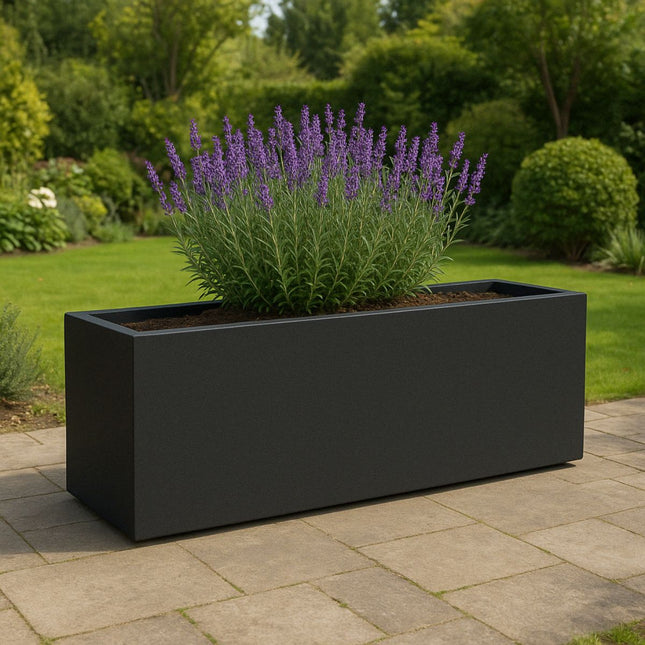 Polyester plantenbak 120x30x50 cm - Gitzwart (RAL 9005)