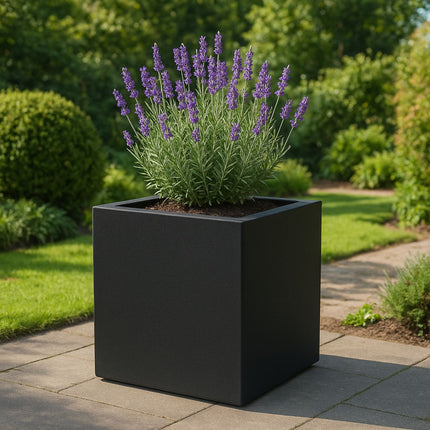 Polyester plantenbak 70x70x70 cm - Gitzwart (RAL 9005)