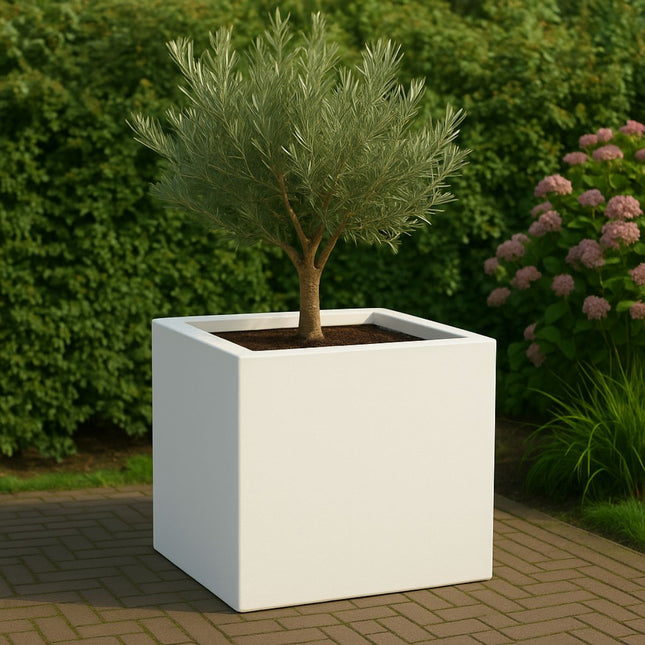 Polyester plantenbak 80x80x80 cm - Zuiver Wit (RAL 9010)