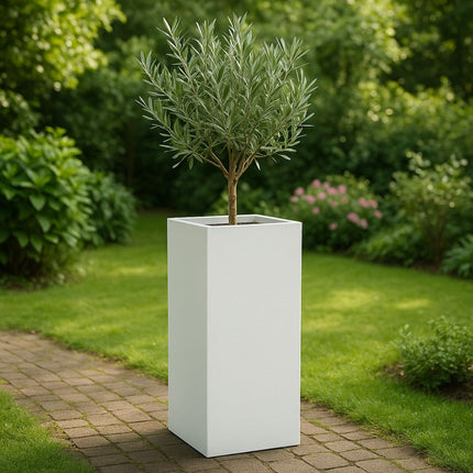 Polyester plantenbak 40x40x120 cm - Zuiver Wit (RAL 9010)