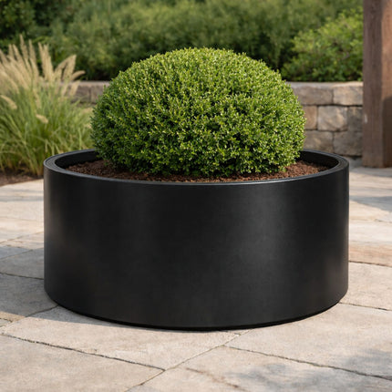 Ronde aluminium plantenbak - Gitzwart (RAL 9005)