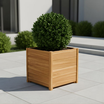 Vierkante Hardhouten plantenbak met poten 60x60x55 cm