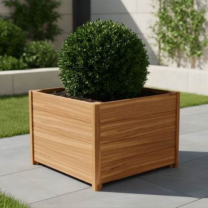 Vierkante Hardhouten plantenbak met poten 80x80x55 cm