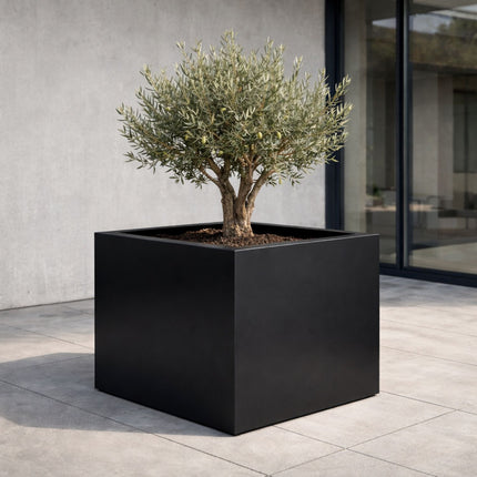 Vierkante aluminium plantenbak 100x100x80 cm - Gitzwart (RAL 9005)