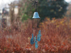 Bronzen beeld Windgong met konijntjes 30x9x9cm