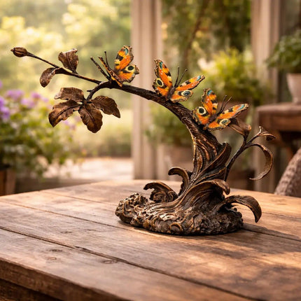 Bronzen Beeld 3 Vlinders Op Tak 31x15x24 cm - Doika - Bronzen beeld - Thermobrass - 5410807015636 - BS1563C