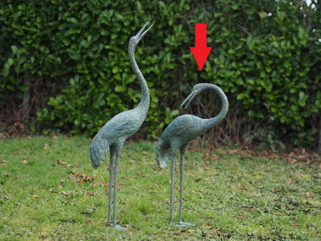Bronzen beeld Kraanvogel hoofd naar beneden 75x15x40cm - Doika - Bronzen beeld - Doika - 5410807094716 - AN9471BR-V-F