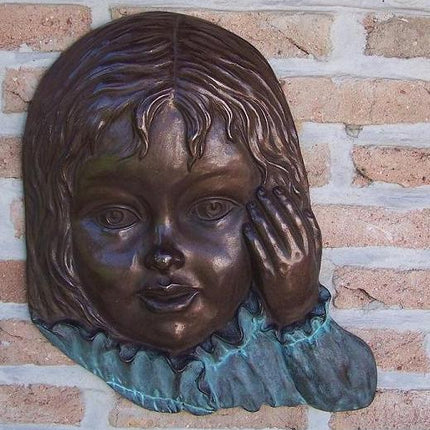 Bronzen beeld Meisjesgezicht muurdecoratie 40x5x33cm - Doika - Bronzen beeld - Doika - 5410807108512 - HW0851BR-B