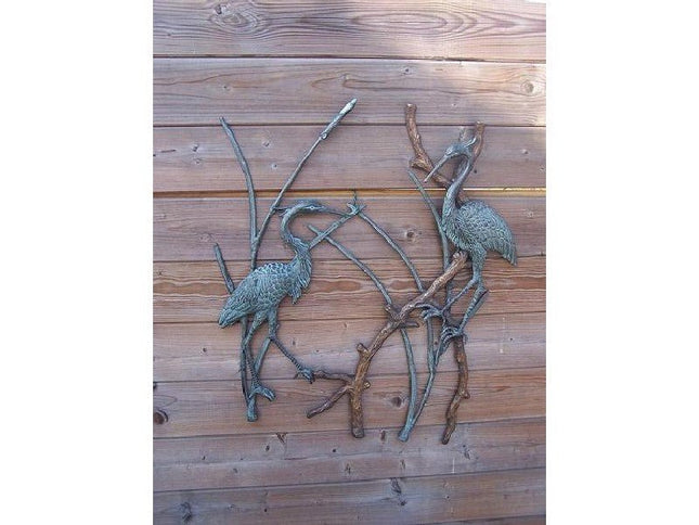 Bronzen beeld Reigers / muurdecoratie 72x3x60cm - Doika - Bronzen beeld - Doika - 5410807004142 - HW0414BR-V
