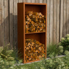 Cortenstalen houtopslag met 2 Vakken met achterwand 100x38,5x200 cm - Doika - Houtopslag - Geroba -  - EguraDC51AW