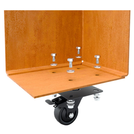 cortenstalen plantenbak met wielen