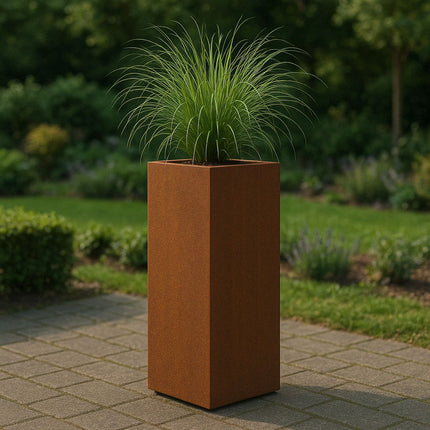 Hoge cortenstalen plantenbak met bodem 40x40x100 cm - Doika - Plantenbak - Geroba -  - ArtesaB3
