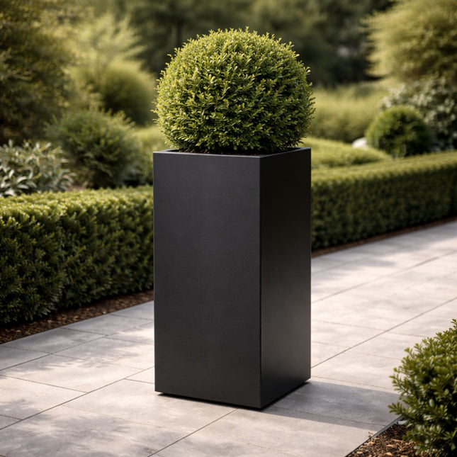 Hoge aluminium plantenbak 40x40x80 cm - Gitzwart (RAL 9005)
