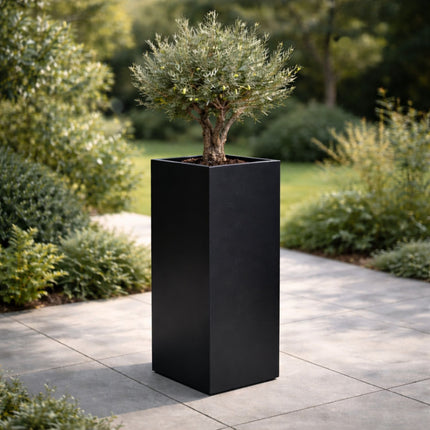 Hoge aluminium plantenbak 50x50x100 cm - Gitzwart (RAL 9005)