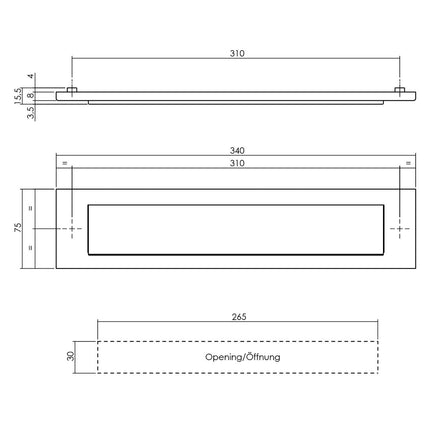 Intersteel Brievenbus met klep/regenrand rvs/mat zwart - Doika - Briefplaat - Intersteel - 8714186400852 - 23,400,002