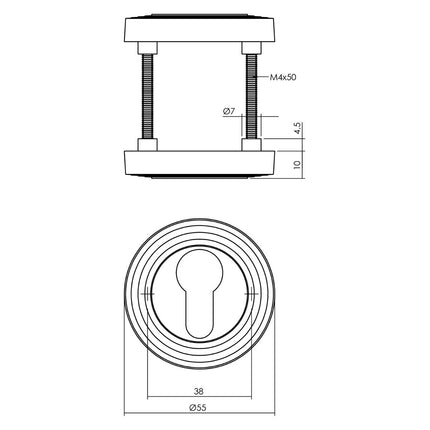 Intersteel Cilinderrozetten verdekt ø54x9mm met nokken zwart - Doika - Rozetten - Intersteel - 8714186568279 - 23,317,887