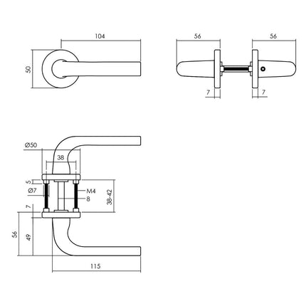 Intersteel Deurbeslag set wc - slot zwart met deurkruk Eucla met rozet zwart - Doika - Deurbeslag sets - Intersteel - 8714186540961 - 23,210,016