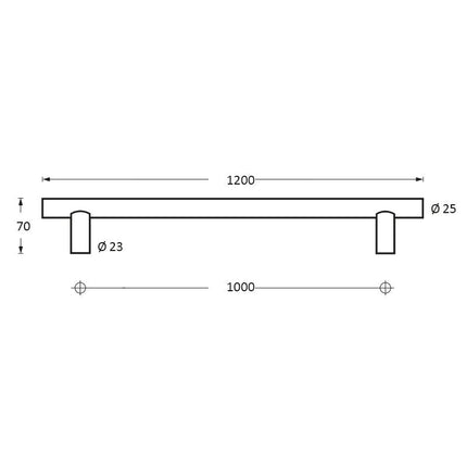 Intersteel Deurgreep 1200 mm T - vorm rvs geborsteld 70 mm - Doika - Deurgrepen - Intersteel - 8714186334249 - 35,432,581