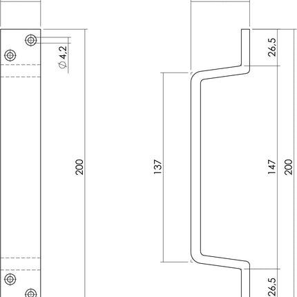 Intersteel Deurgreep 200 x 29 mm mat zwart - Doika - Deurgrepen - Intersteel - 8714186439524 - 23,872,506