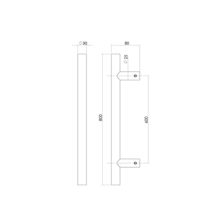 Intersteel Deurgreep per stuk T - vorm 800x80x30 HoH 600 rvs - Doika - Deurgrepen - Intersteel - 8714186465028 - 35,432,747