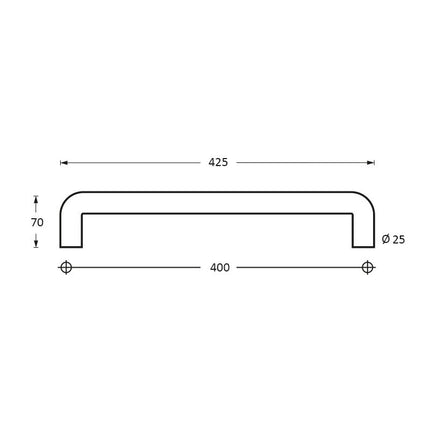 Intersteel Deurgrepen 425 mm U - vorm rvs geborsteld - Doika - Deurgrepen - Intersteel - 8714186334577 - 35,433,332