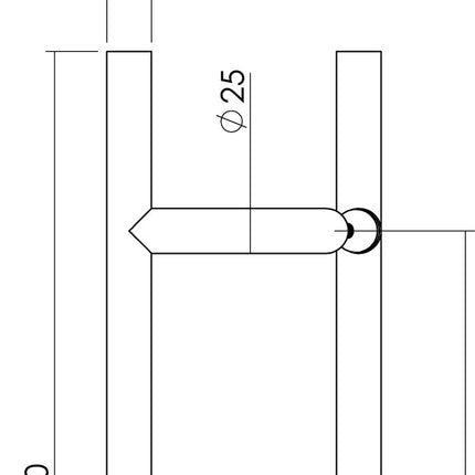 Intersteel Deurgrepen per paar T - schuin 700x85x25 HoH 500 rvs - Doika - Deurgrepen - Intersteel - 8714186334393 - 35,432,842